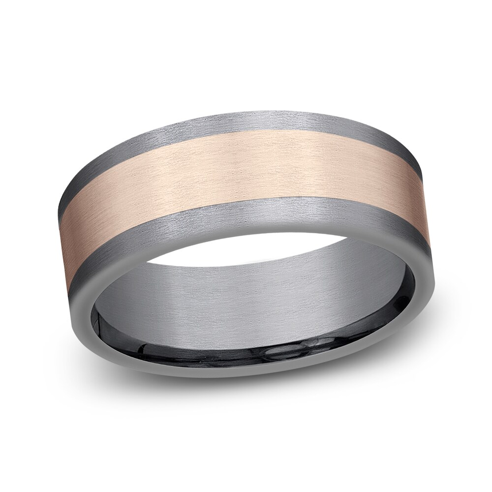 Satin Wedding Band 14K Rose Gold/Tantalum 8.0mm 0sNN6Bn7