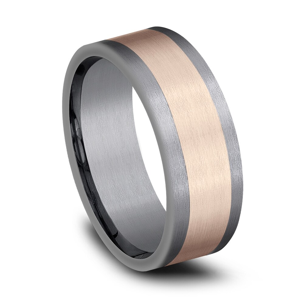 Satin Wedding Band 14K Rose Gold/Tantalum 8.0mm 0sNN6Bn7