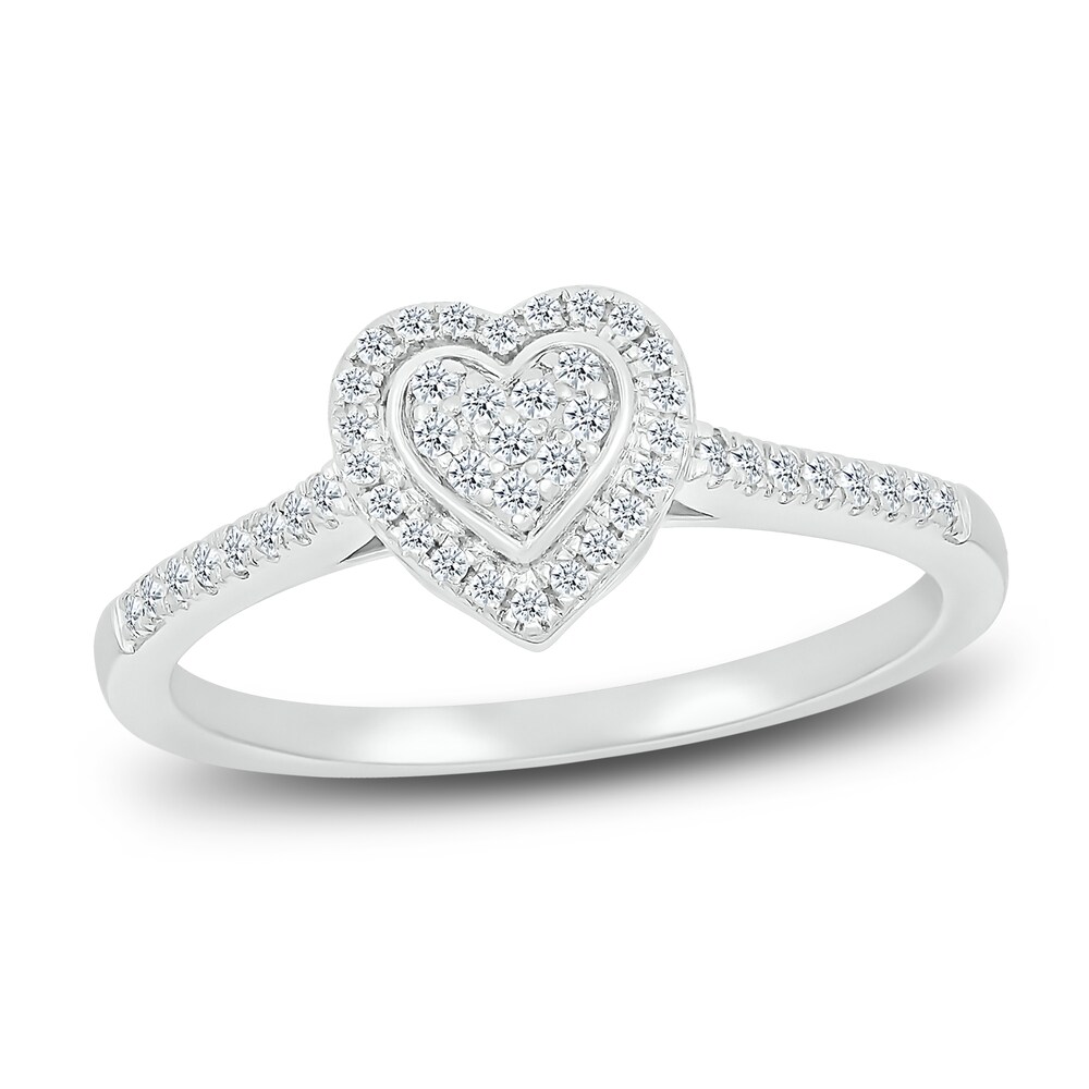 Diamond Heart Ring 1/5 ct tw Round 10K White Gold 0v7QokdY