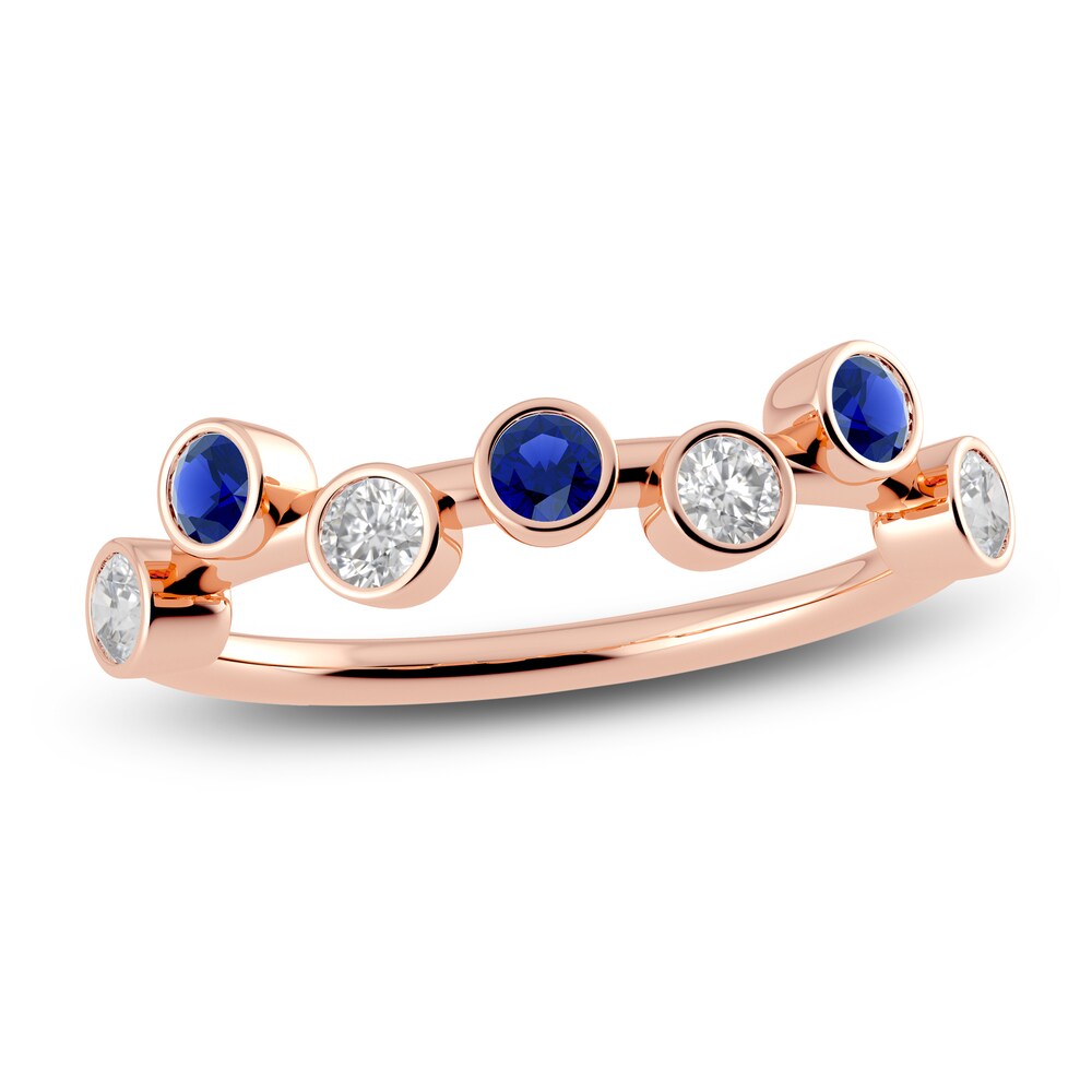 Juliette Maison Natural White Sapphire & Natural Blue Sapphire Ring 10K Rose Gold 0yANbwrb
