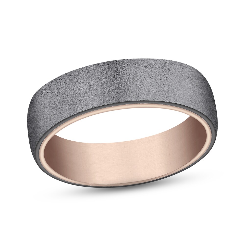 Textured Wedding Band 14K Rose Gold/Tantalum 6.5mm 0zHTVZAA