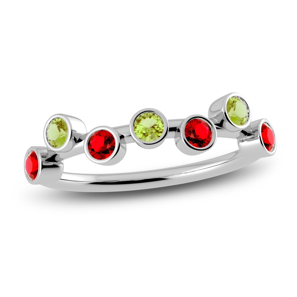 Juliette Maison Natural Ruby & Natural Peridot Ring 10K White Gold 13LQ6eeh