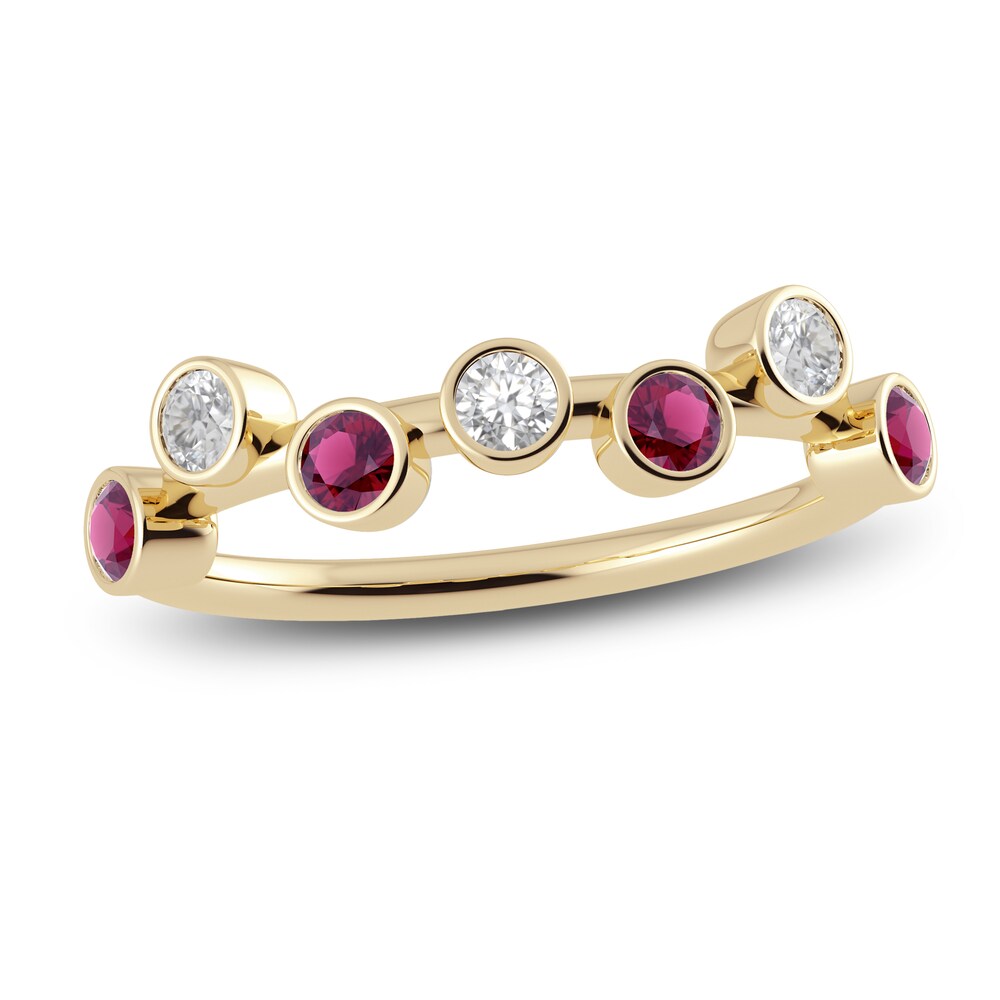 Juliette Maison Natural White Sapphire & Natural Rhodolite Garnet Ring 10K Yellow Gold 13t8KN6K