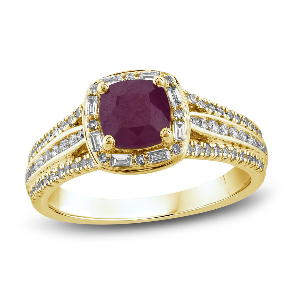 Natural Ruby Ring 3/8 ct tw Diamonds 14K Yellow Gold 14JQvF7e