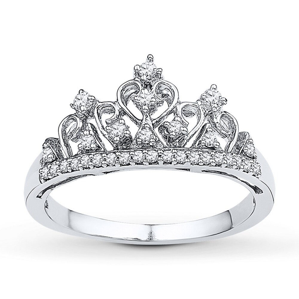 Crown Ring 1/5 ct tw Diamonds Sterling Silver 14VObE0z