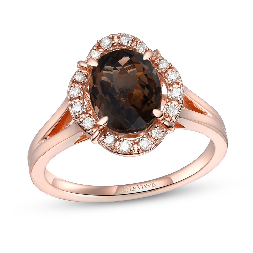 Le Vian Natural Smoky Quartz Ring 1/6 ct tw Diamonds 14K Strawberry Gold 1GIYEGh4