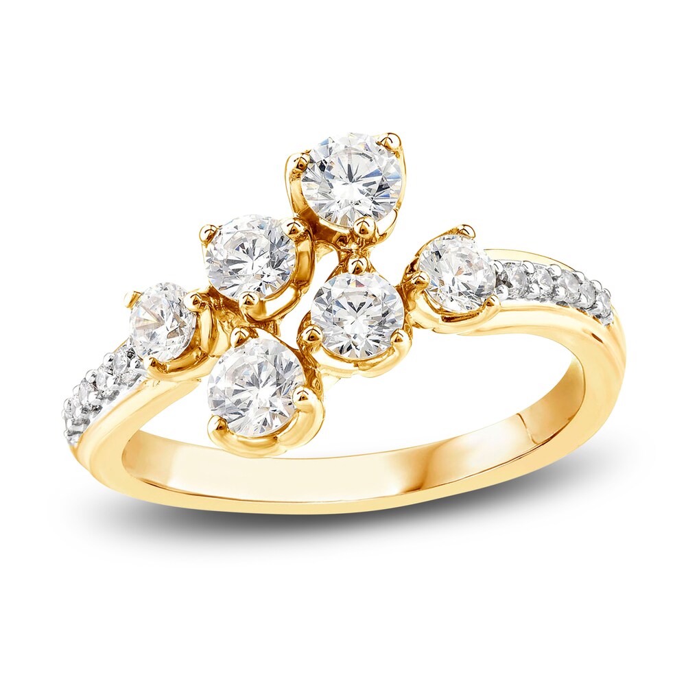 Diamond Bypass Ring 1 ct tw Round 14K Yellow Gold 1GZd5rRR