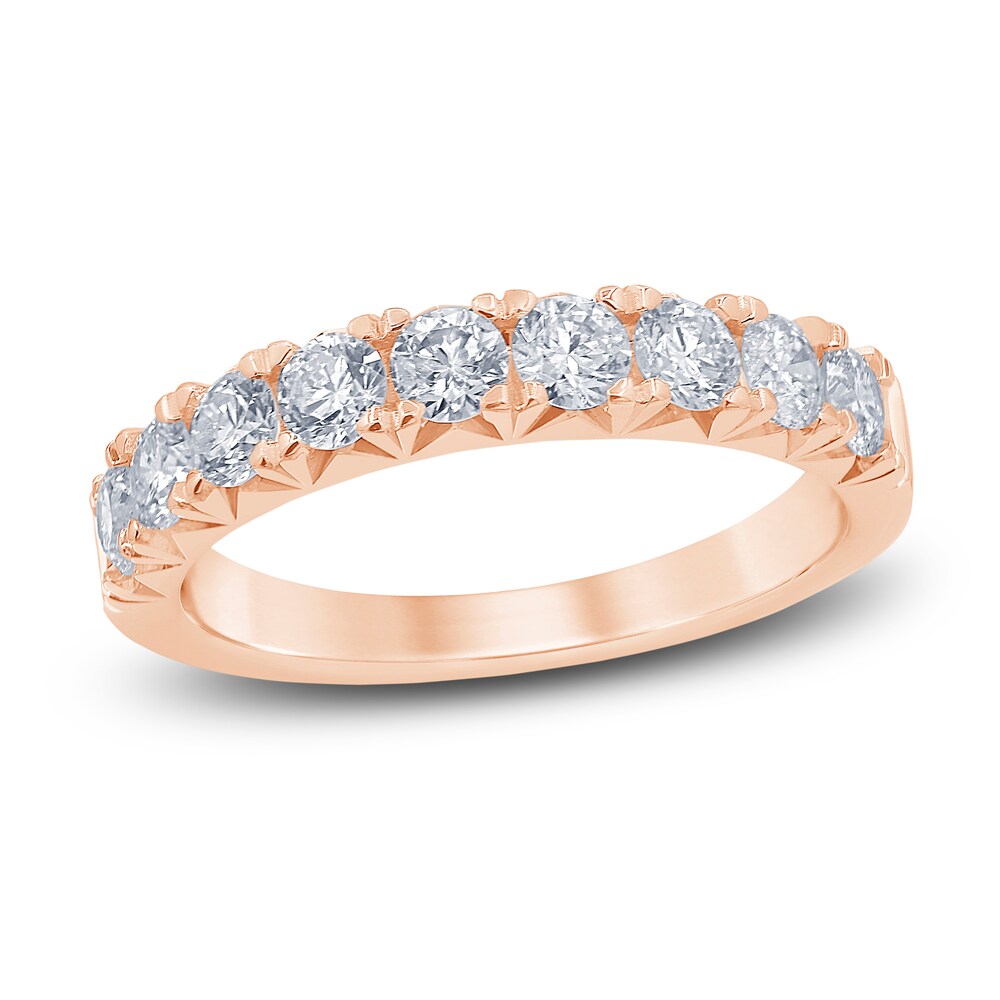 French Pave Diamond Anniversary Band 1 ct tw Round 14K Rose Gold 1LBh9paf
