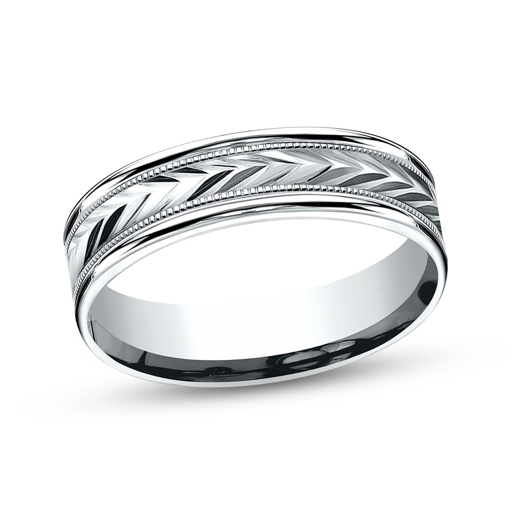 Wheat Wedding Band 10K White Gold 6mm 1PRBeXsV