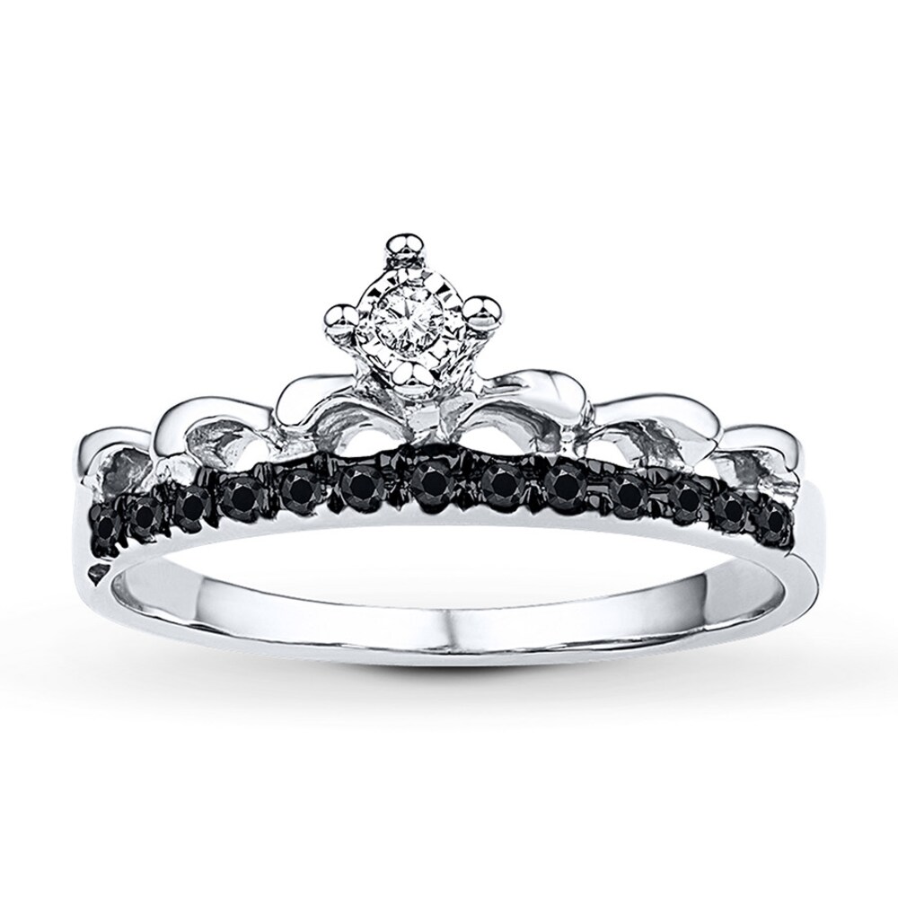 Black & White Diamonds 1/10 ct tw 10K White Gold Crown Ring 1RyHlx6Z