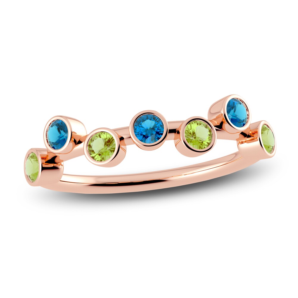 Juliette Maison Natural Peridot & Natural Blue Zircon Ring 10K Rose Gold 1SJYyh8s