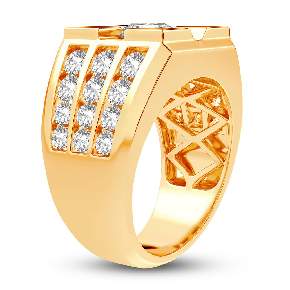 Men\'s Lab-Created Diamond Ring 3 ct tw Round 14K Yellow Gold 1XOoQptq