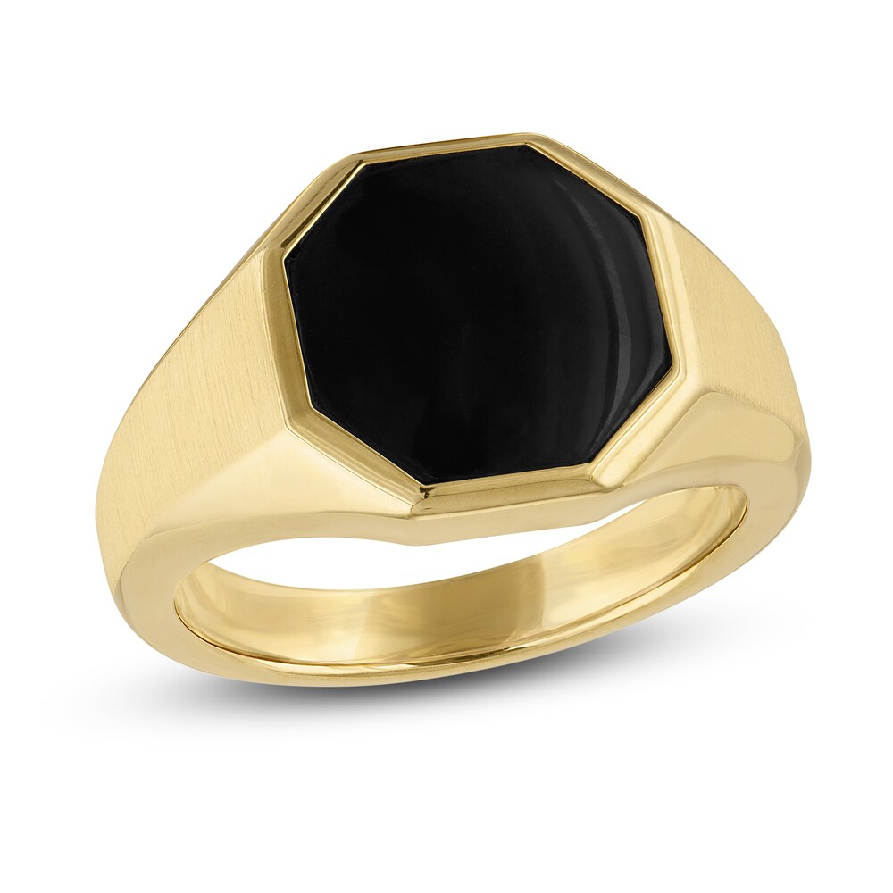 1933 by Esquire Men's Black Onyx Ring Sterling Silver/14K Yellow Gold 1XUyakWE