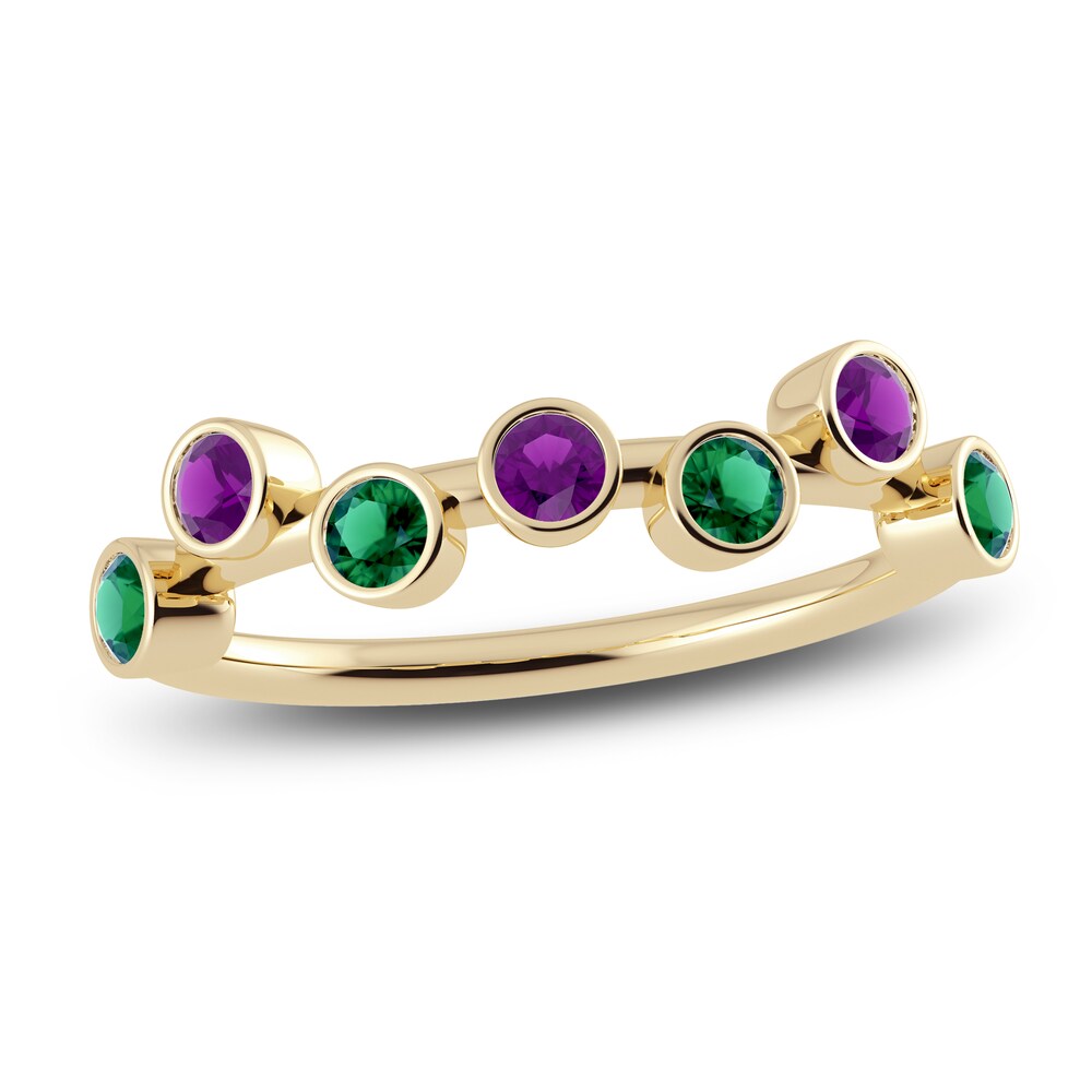 Juliette Maison Natural Amethyst & Natural Emerald Ring 10K Yellow Gold 1c7kJykr