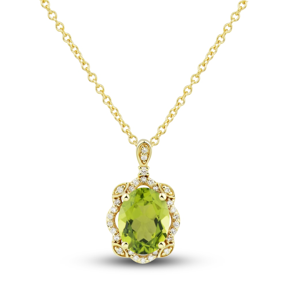 Natural Peridot Ring, Earring & Necklace Set 1/3 ct tw Emerald 10K Yellow Gold 1ejccTzc