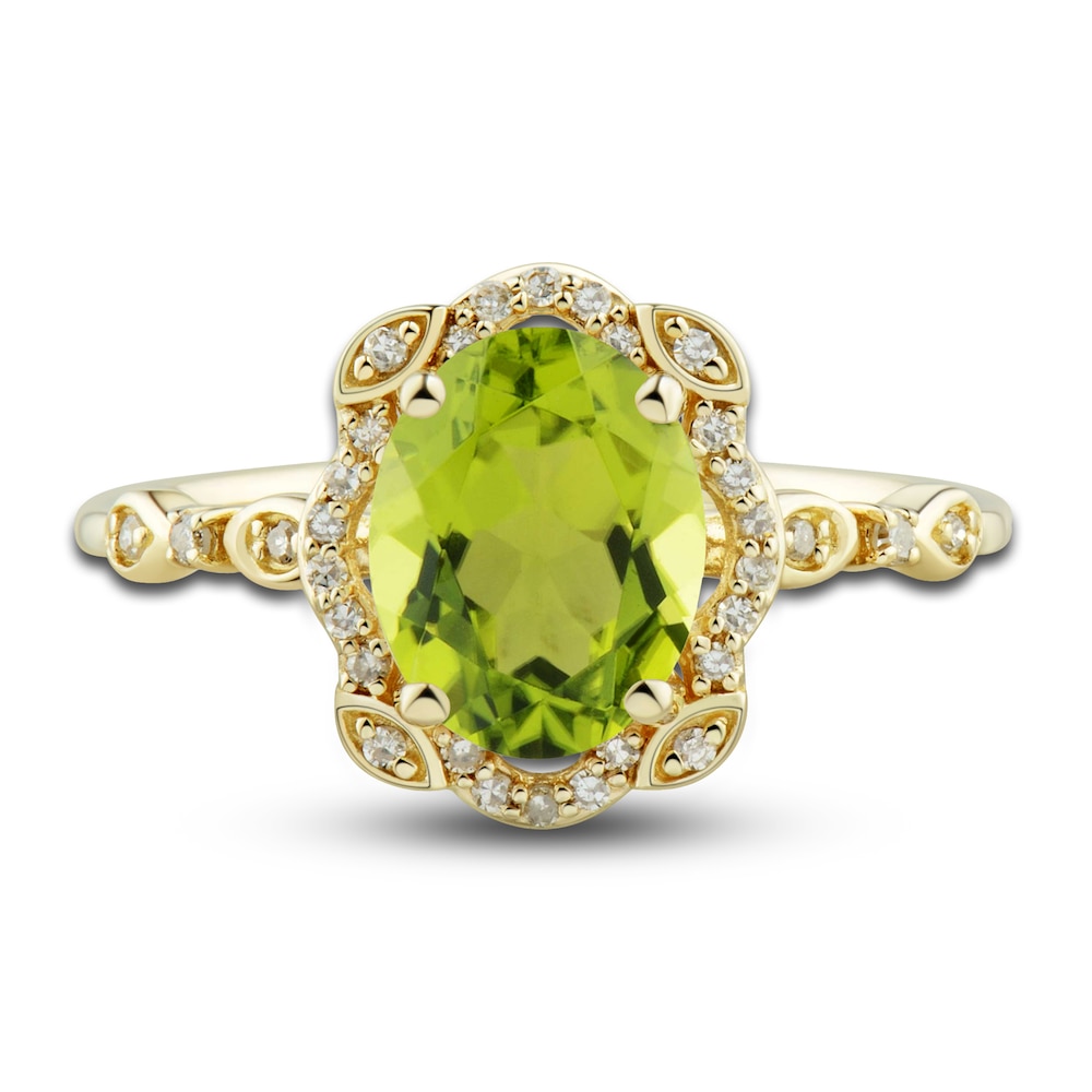 Natural Peridot Ring, Earring & Necklace Set 1/3 ct tw Emerald 10K Yellow Gold 1ejccTzc