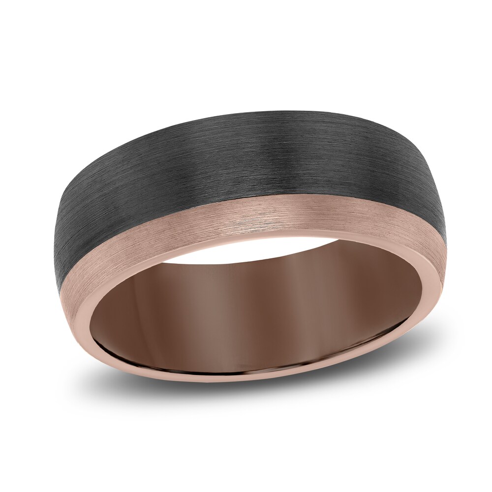 Men's Wedding Band Brown/Black Tungsten 8.0mm 1iK96YKY