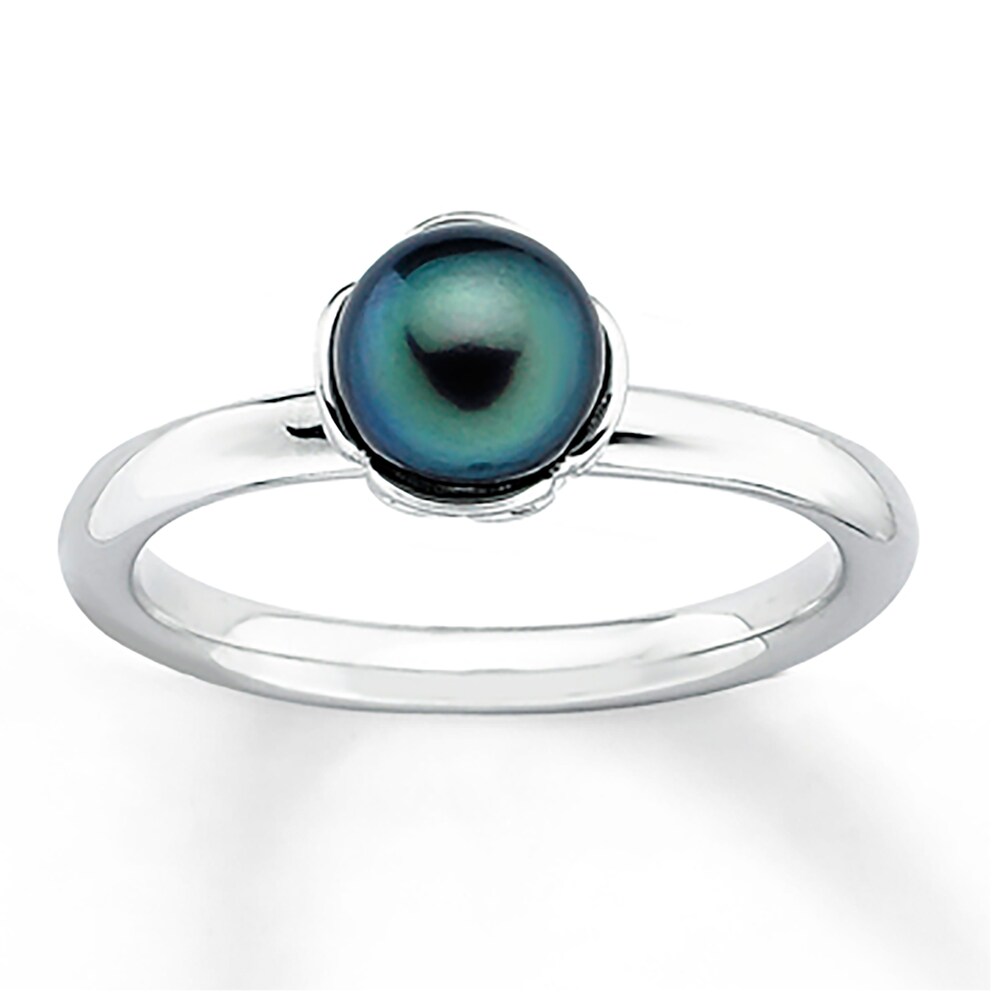 Stackable Ring Black Cultured Pearl Sterling Silver 1iW1lKws