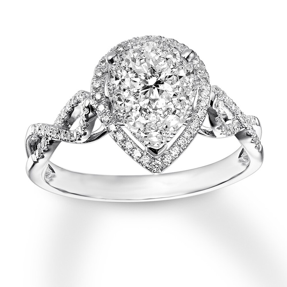 Diamond Pear-Shaped Ring 1/2 Carat tw Round 14KW Gold 1k1q3YR9