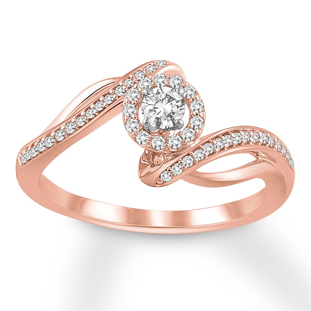 Diamond Promise Ring 1/3 ct tw Round 10K Rose Gold 21dqKvIe