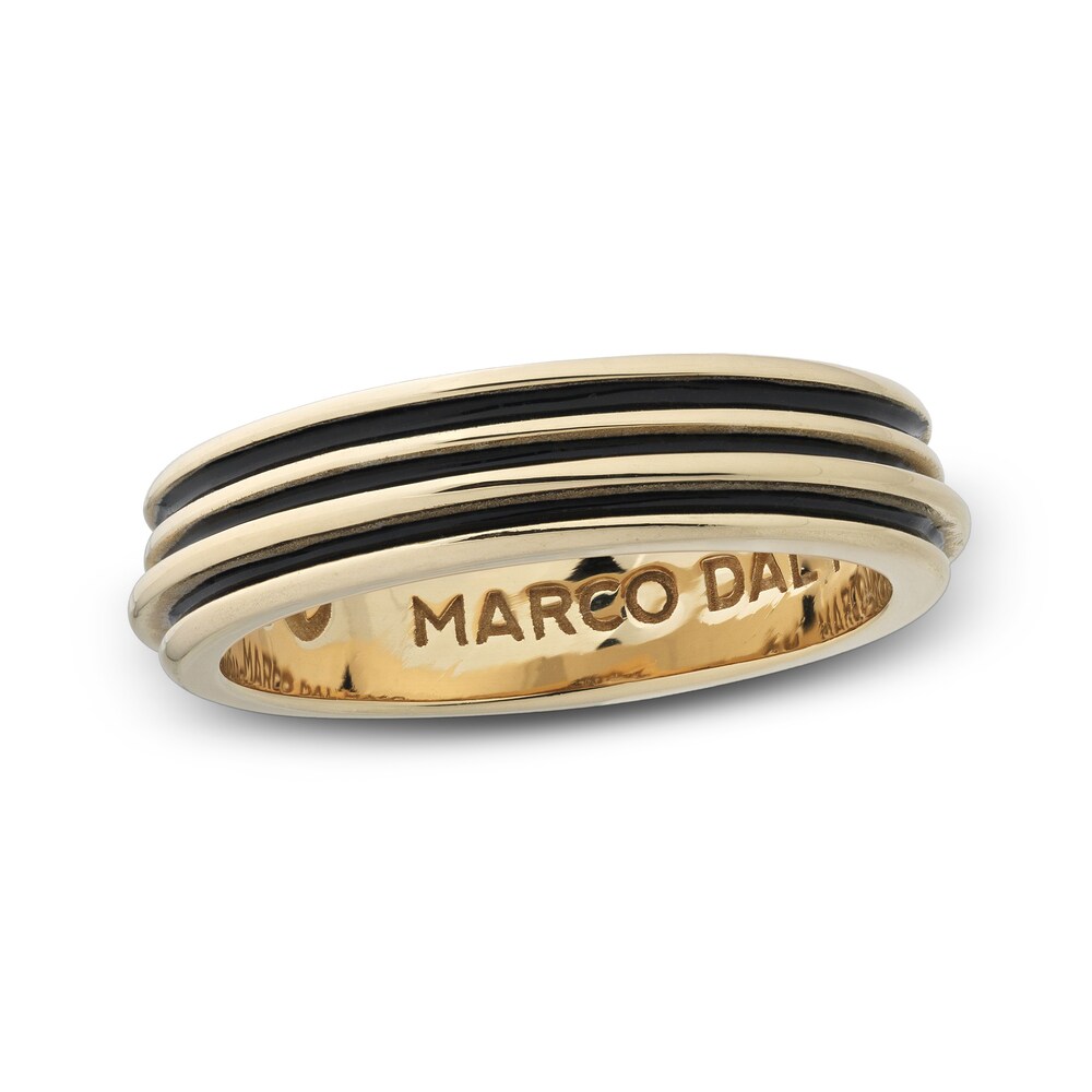 Marco Dal Maso Men's Acies Thin Ring Black Enamel Sterling Silver/18K Yellow Gold-Plated 25b2tQ7R