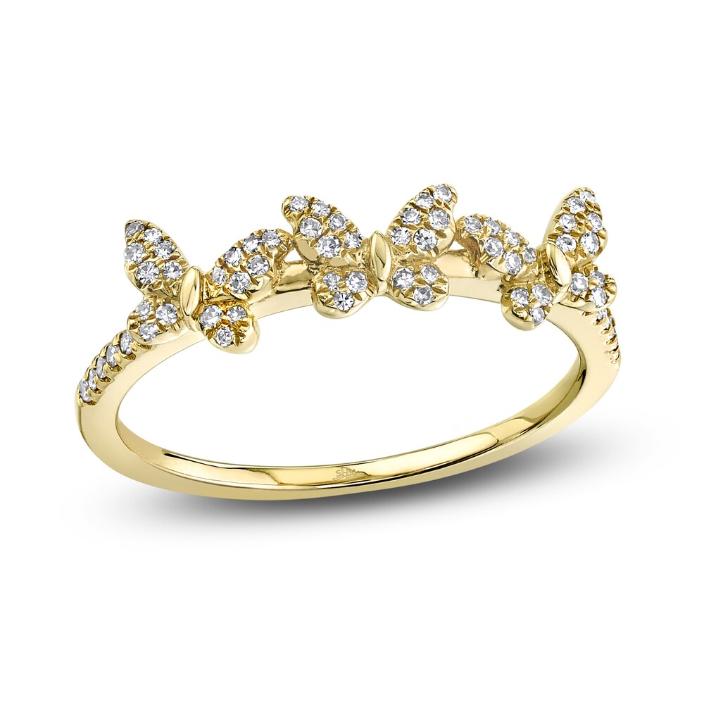 Shy Creation Diamond Butterfly Ring 1/8 ct tw Round 14K Yellow Gold SC55020307 29BAxlE9