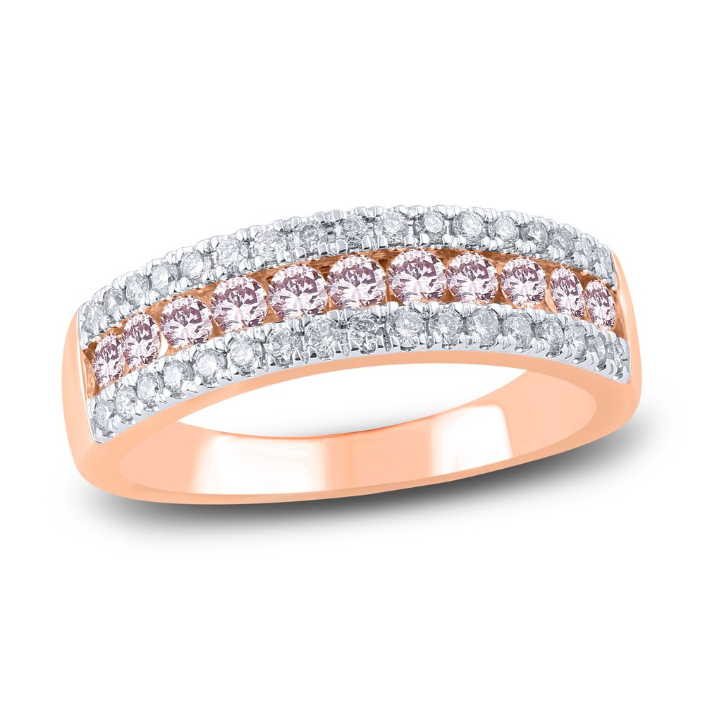 Pink & White Diamond Anniversary Band 3/4 ct tw Round 14K Two-Tone Gold 2G4biy7I