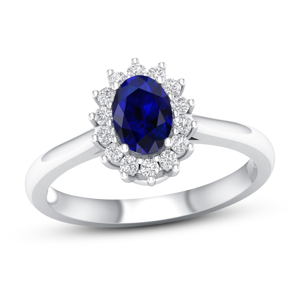 Blue Sapphire Ring 1/5 ct tw Diamonds 10K White Gold 2ITN1zug