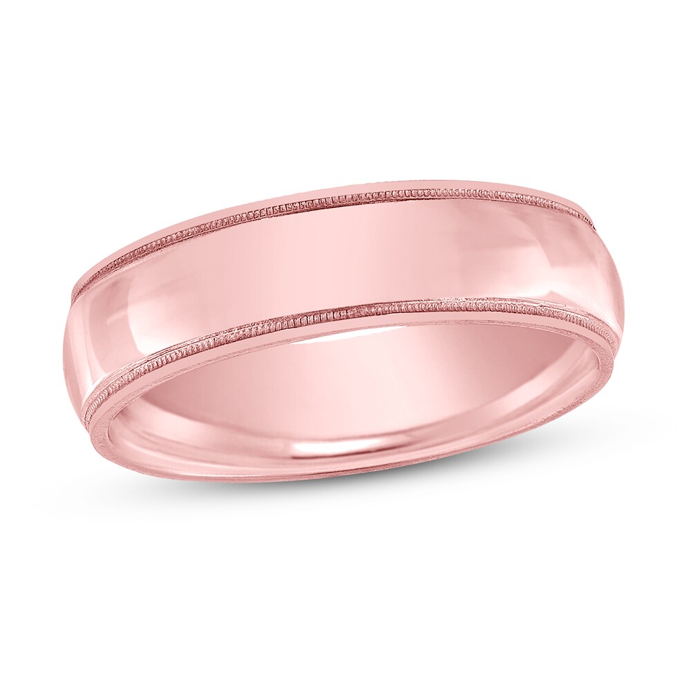 Men's Dome Wedding Band 14K Rose Gold 6mm 2QLkPKUD