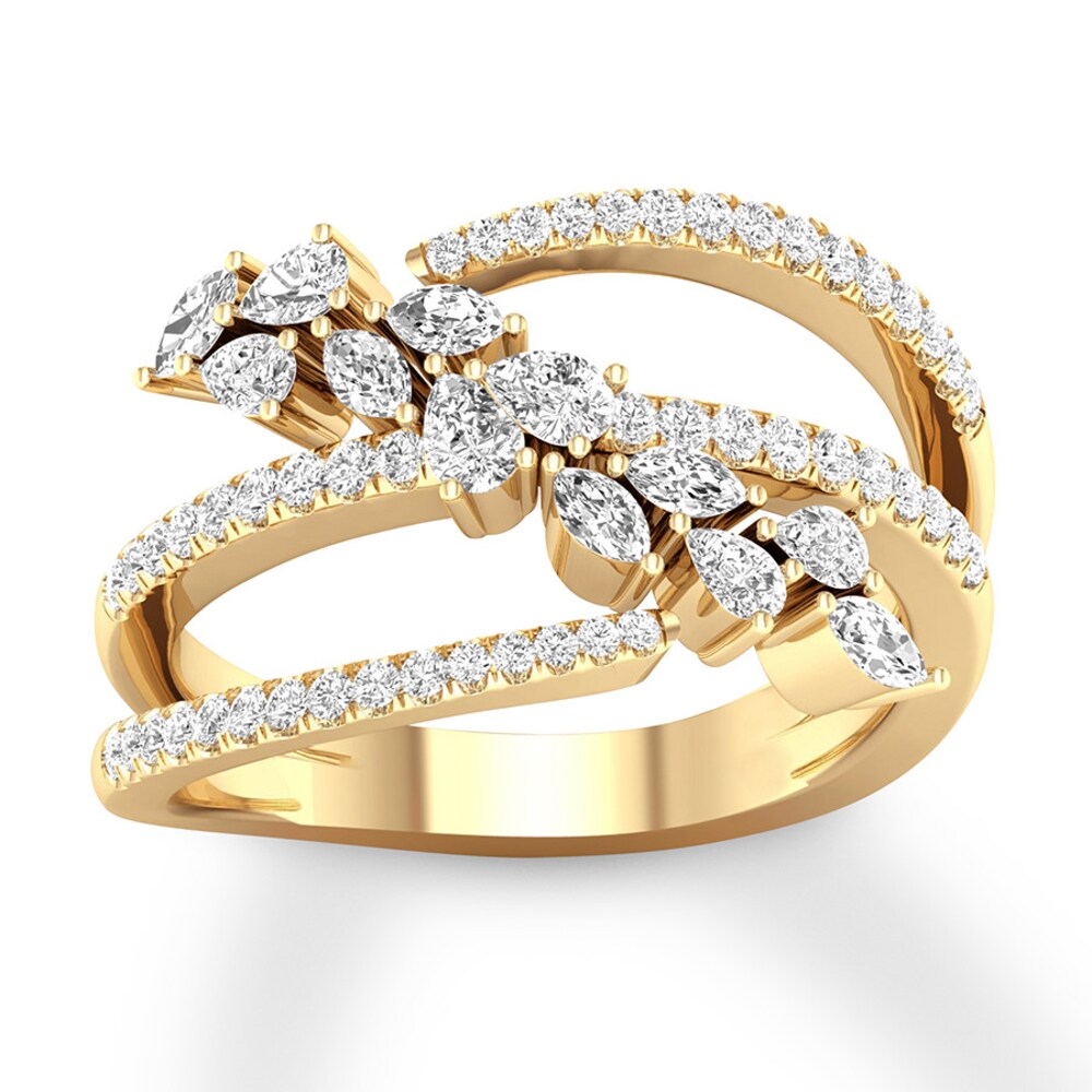 Diamond Ring 3/4 carat tw Round/Marquise/Pear-shaped 14K Yellow Gold 2Scal4XI