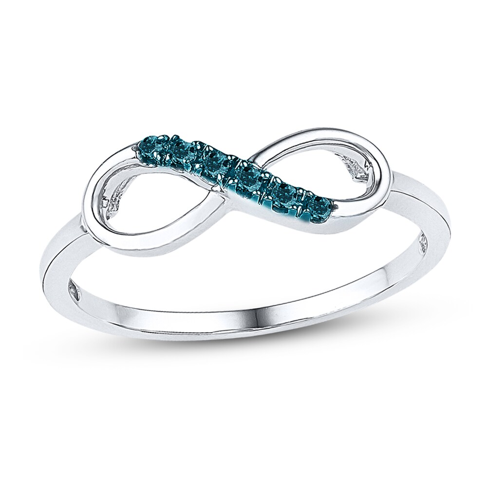 Infinity Symbol Ring 1/20 ct tw Blue Diamonds 10K White Gold 2hteSgil