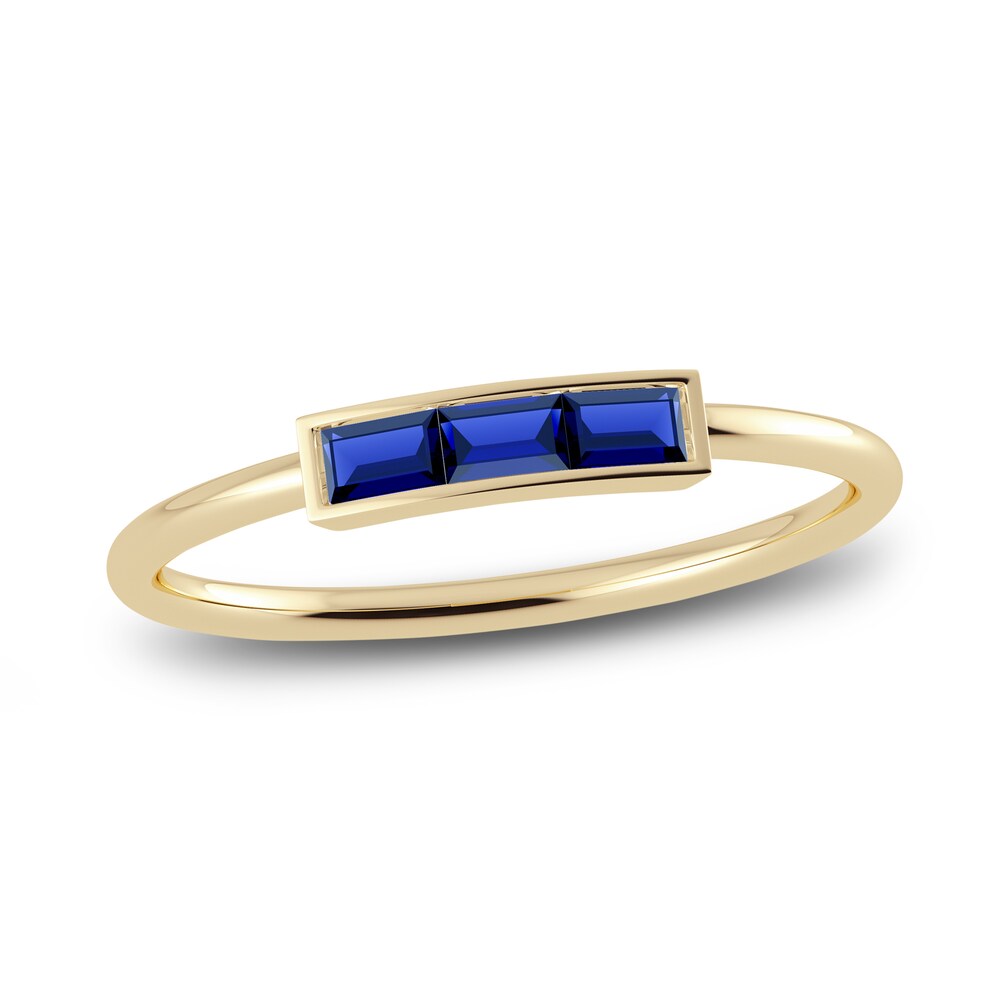 Juliette Maison Natural Blue Sapphire Baguette Bar Ring 10K Yellow Gold 2pwBxSZ1