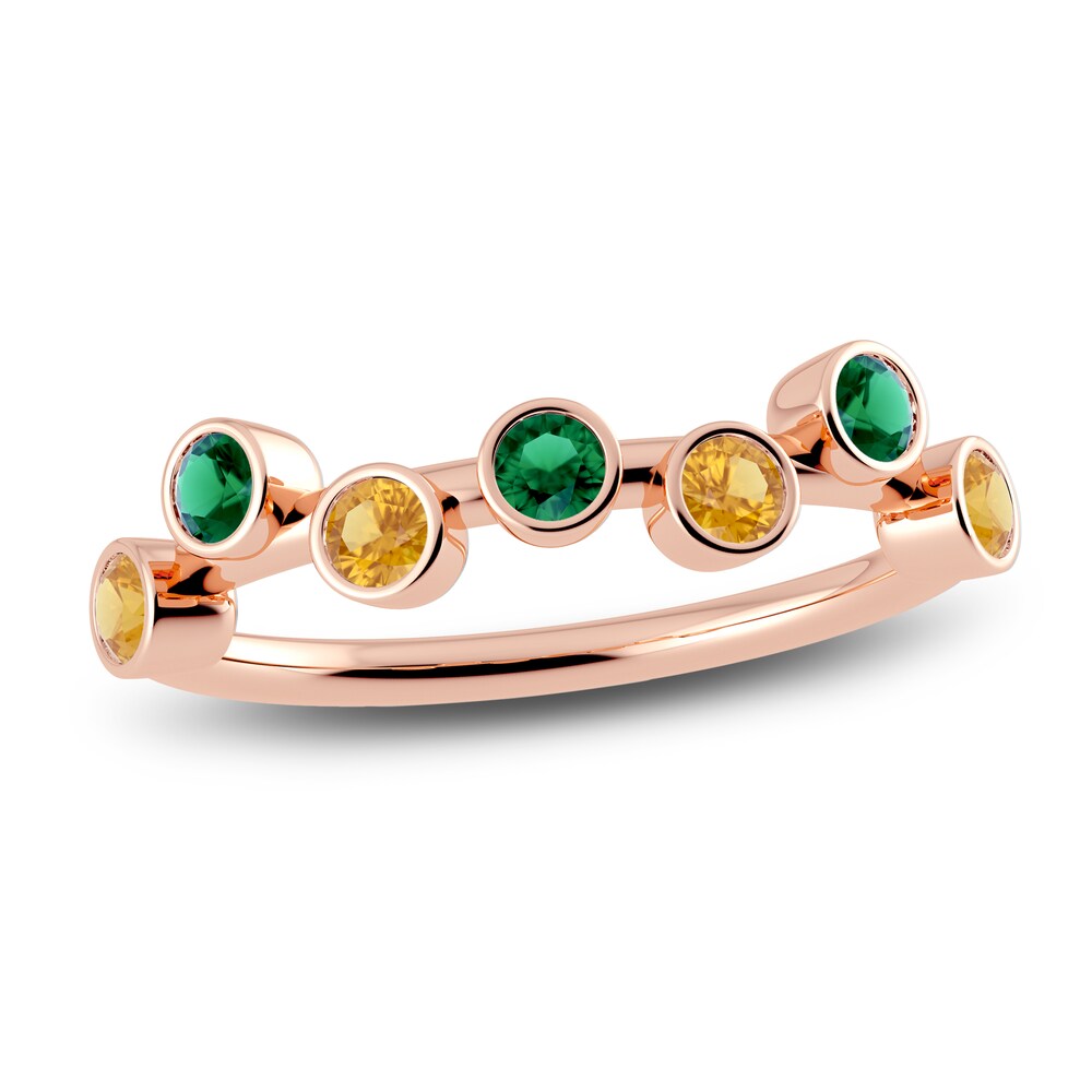 Juliette Maison Natural Citrine & Natural Emerald Ring 10K Rose Gold 2rVbXm0v