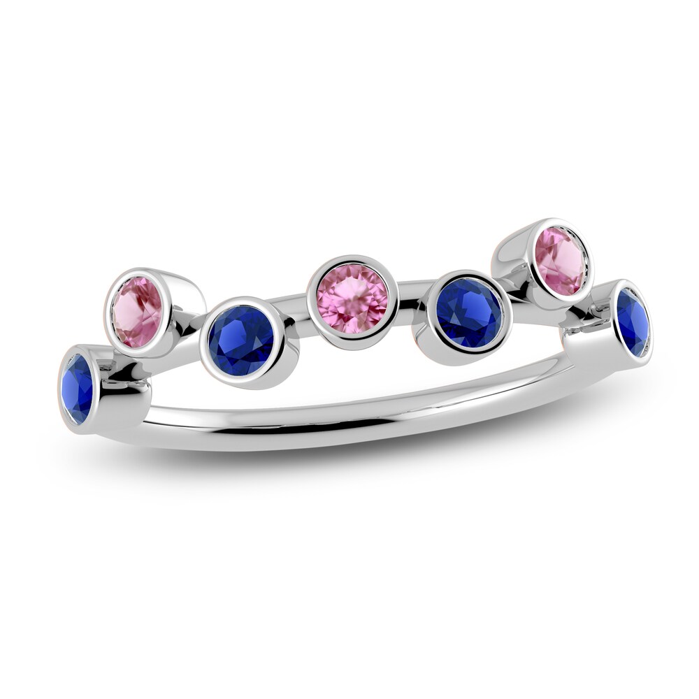 Juliette Maison Natural Pink Tourmaline & Natural Blue Sapphire Ring 10K White Gold 2yifjC7z
