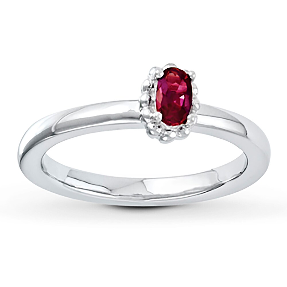 Stackable Ring Lab-Created Ruby Sterling Silver 30vOBmiH