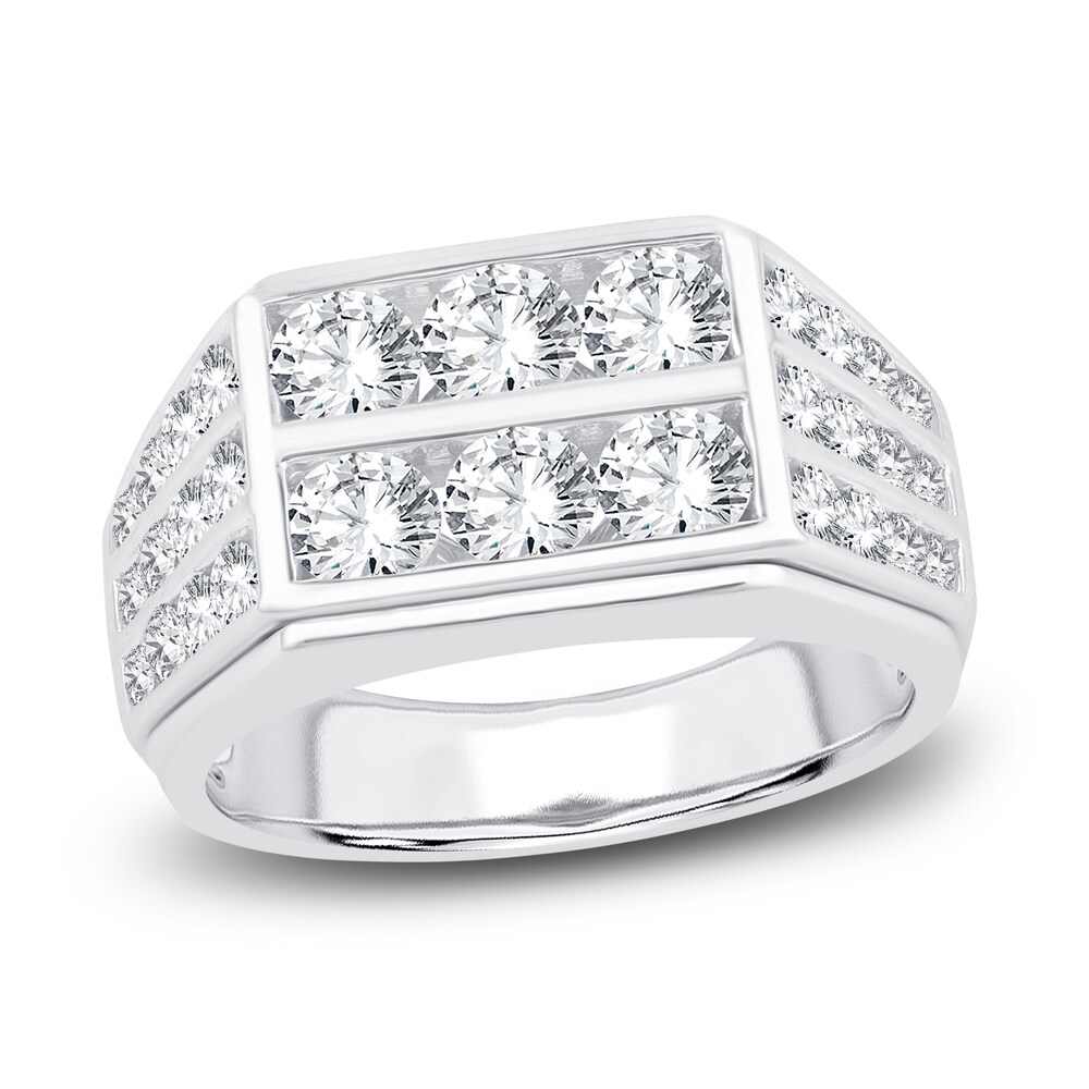 Men's Lab-Created Diamond Ring 3 ct tw Round 14K White Gold 33hm97Gw