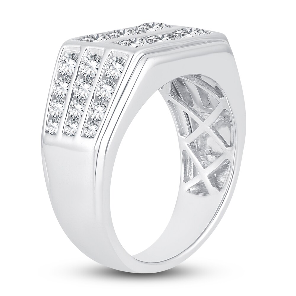 Men\'s Lab-Created Diamond Ring 3 ct tw Round 14K White Gold 33hm97Gw