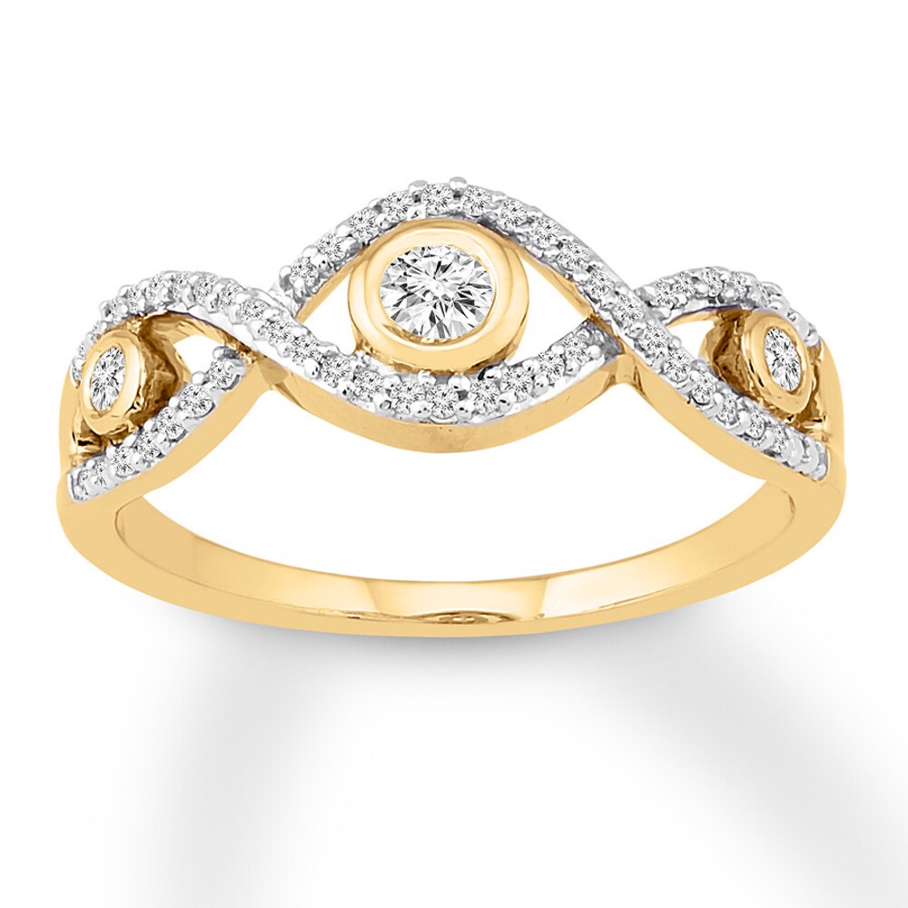 Diamond Ring 1/4 ct tw Bezel-set Round 10K Yellow Gold 37ZwPbzo