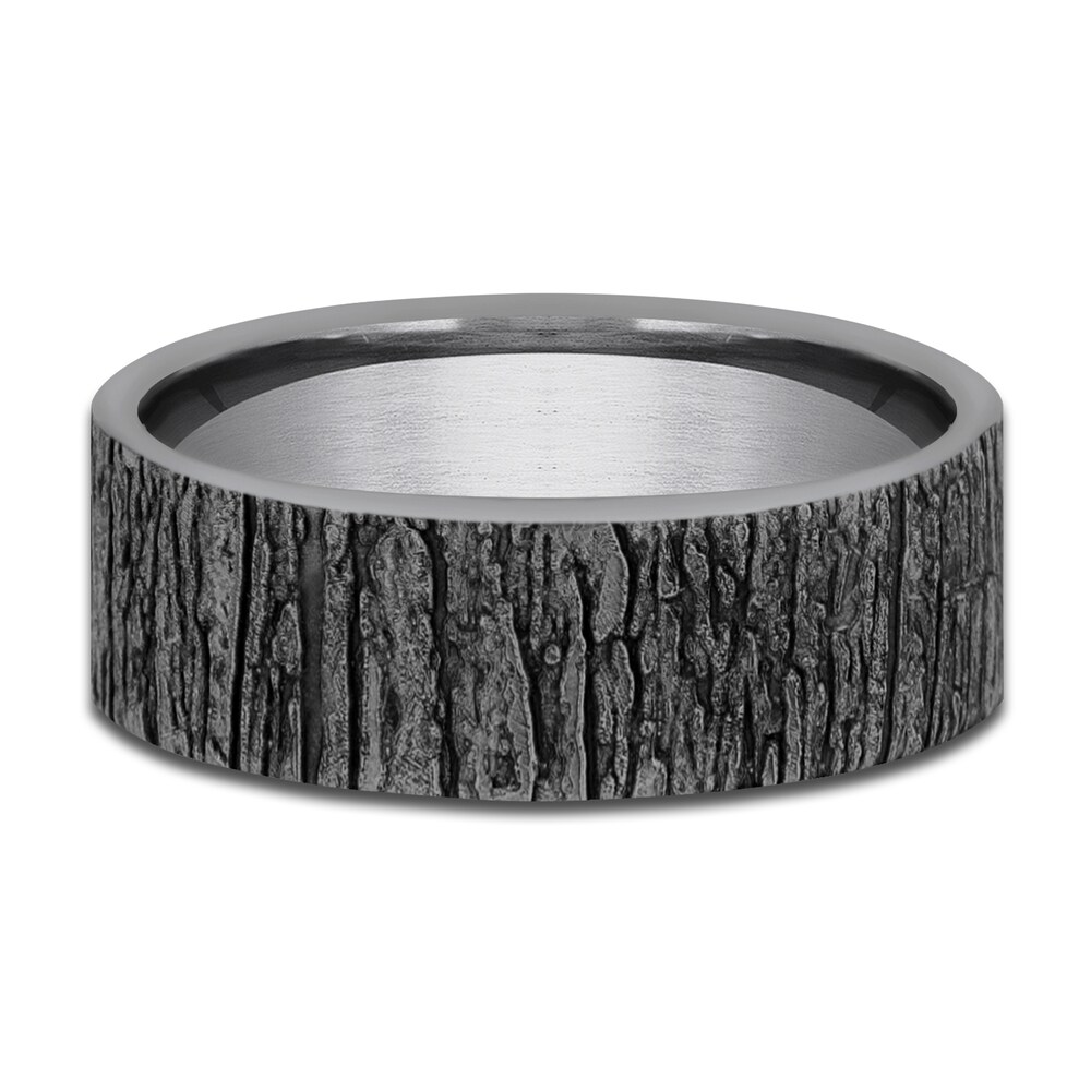 Men\'s Tree Bark Wedding Band Gray Tantalum 7.0mm 3DWuefsN