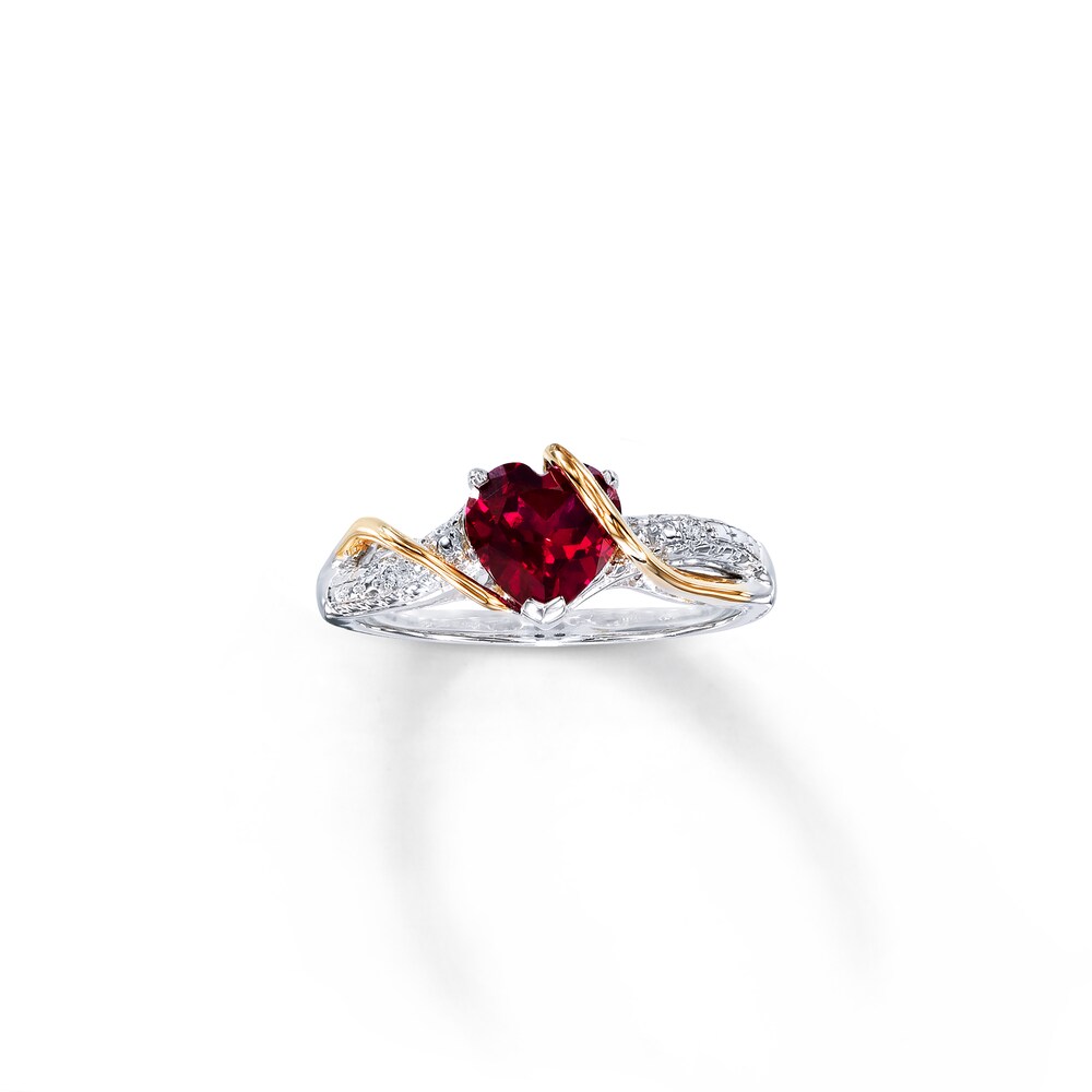 Lab-Created Ruby Ring Diamond Accents Sterling Silver/14K Gold 3Lo4pM9f