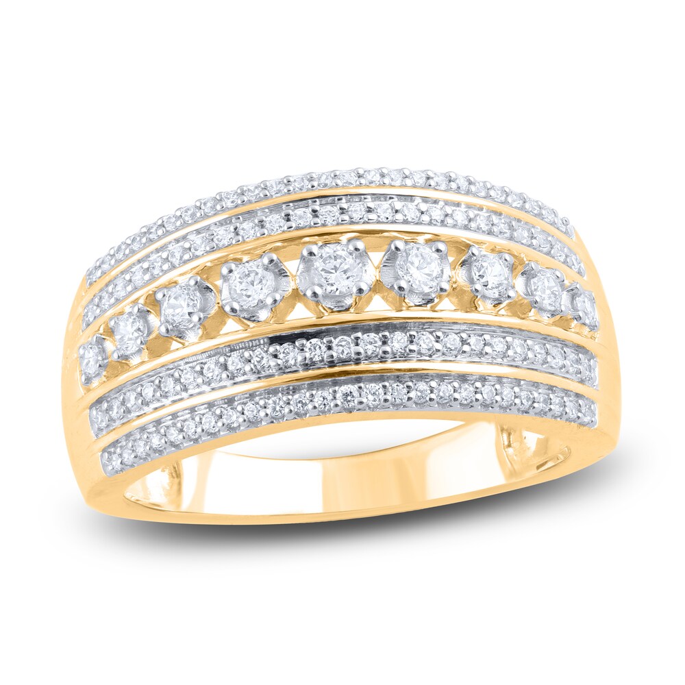 Diamond 5-Row Anniversary Band 1/2 ct tw Round 14K Yellow Gold 3QRKYo4A