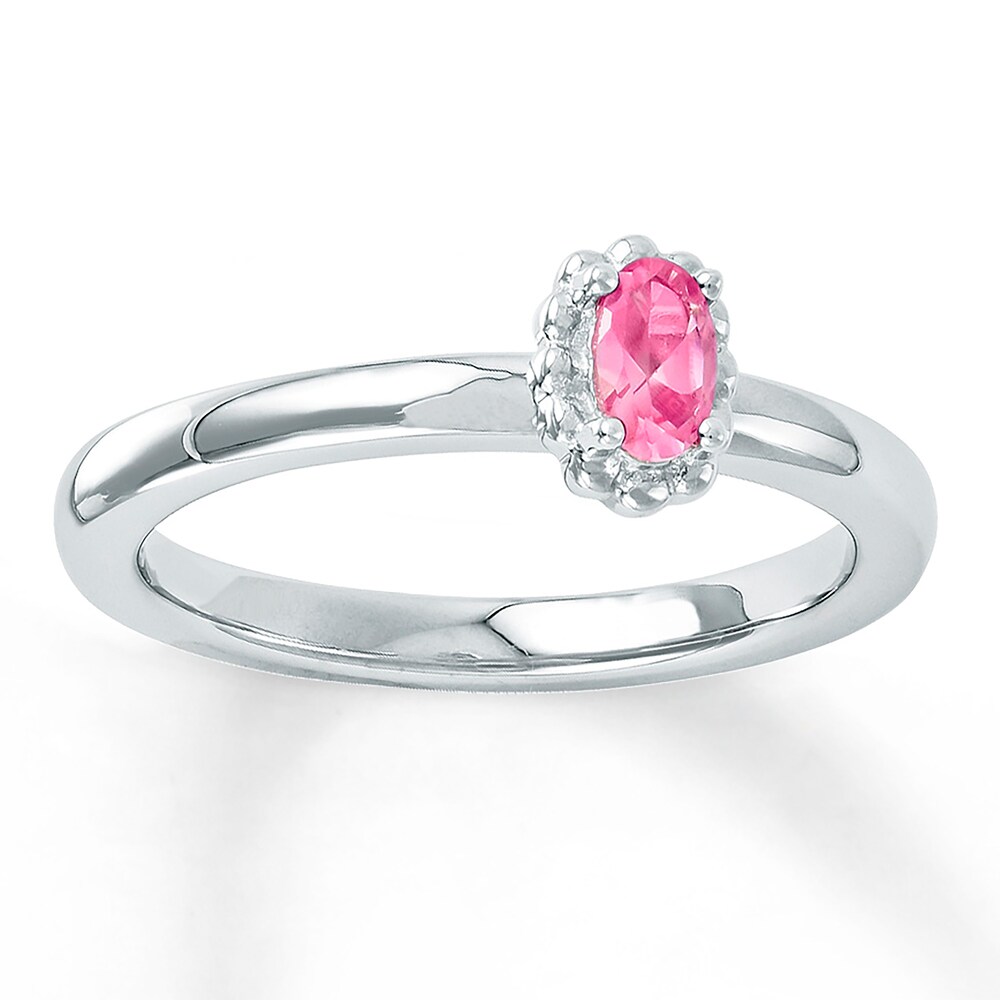 Stackable Ring Lab-Created Pink Sapphire Sterling Silver 3ZL8oJWM