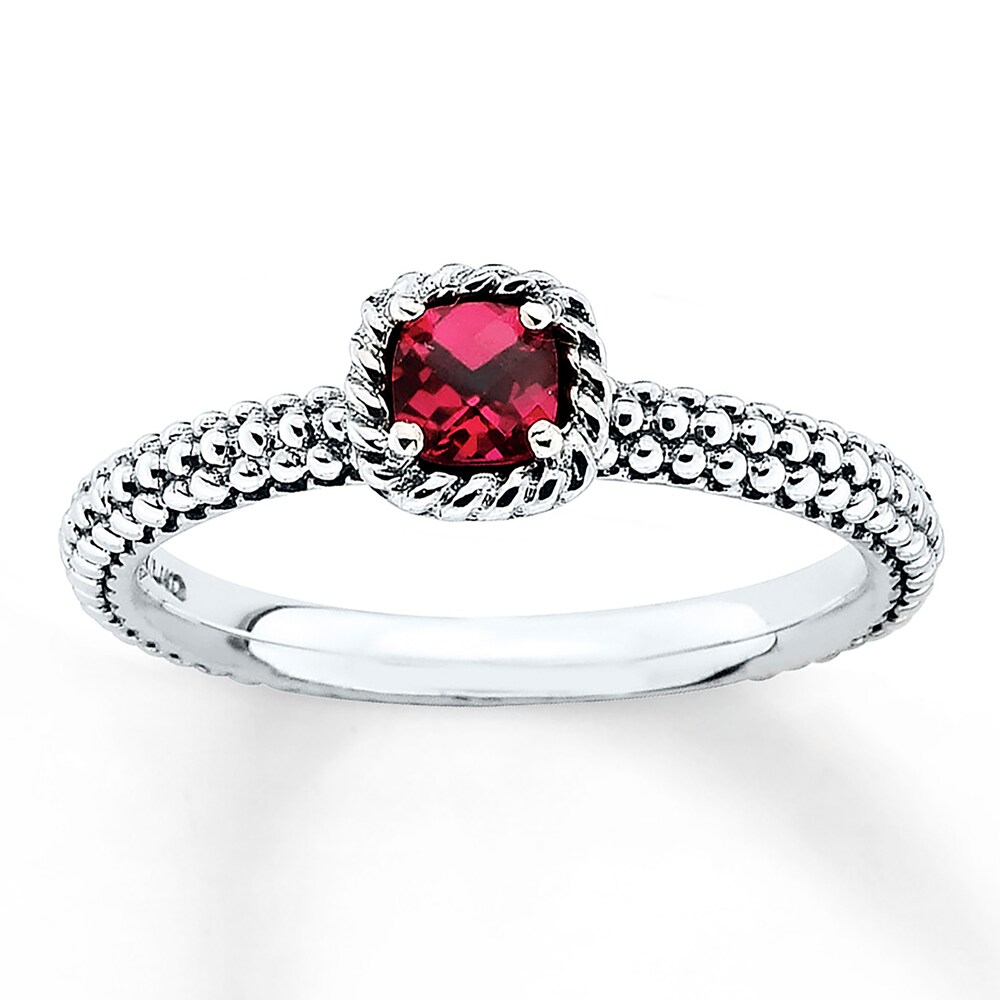 Stackable Ring Lab-Created Ruby Sterling Silver 3ZSAU147