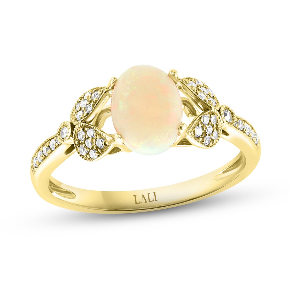 LALI Jewels Natural Opal Ring 1/8 ct tw Diamonds 14K Yellow Gold 3alrXjV9