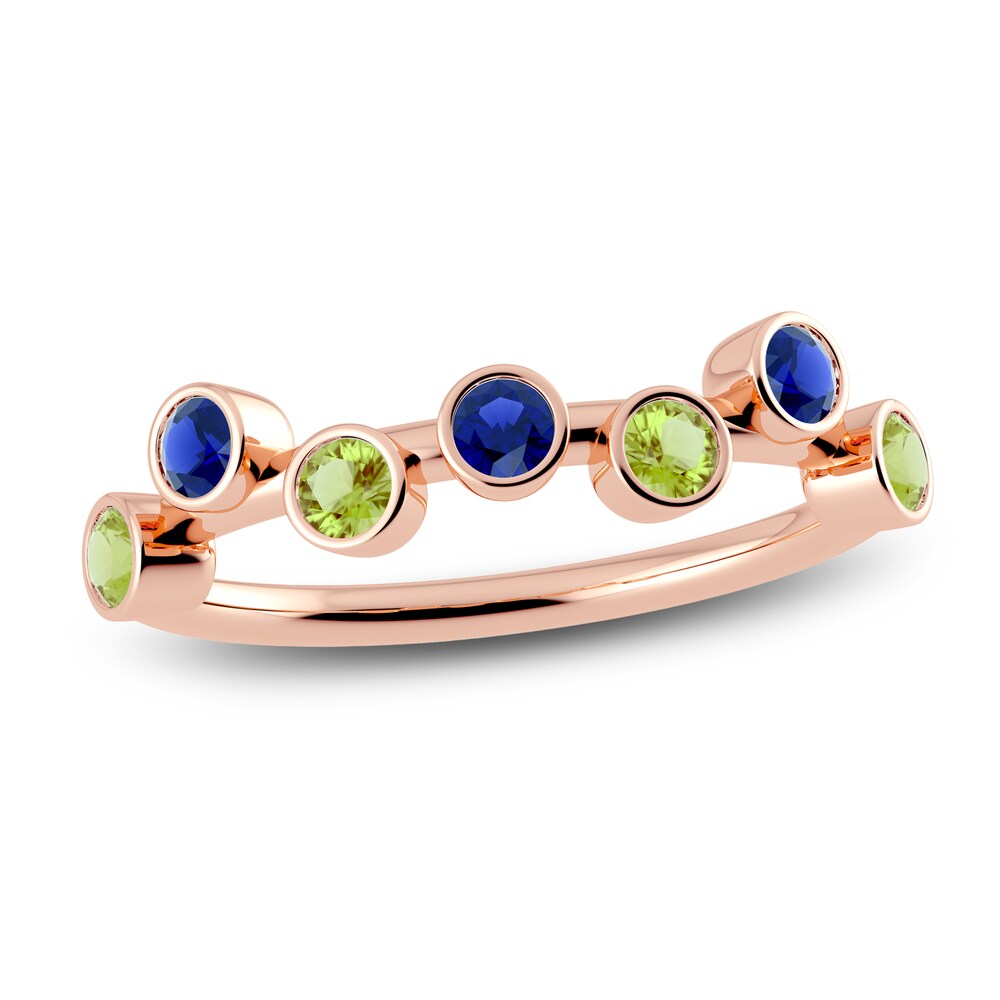 Juliette Maison Natural Peridot & Natural Blue Sapphire Ring 10K Rose Gold 3fqHaa1n