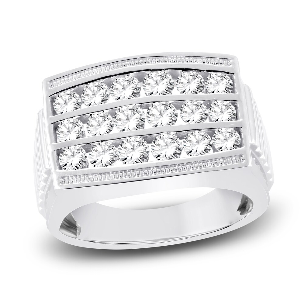 Men's Lab-Created Diamond Ring 2 ct tw Round 14K White Gold 3jljjuKm