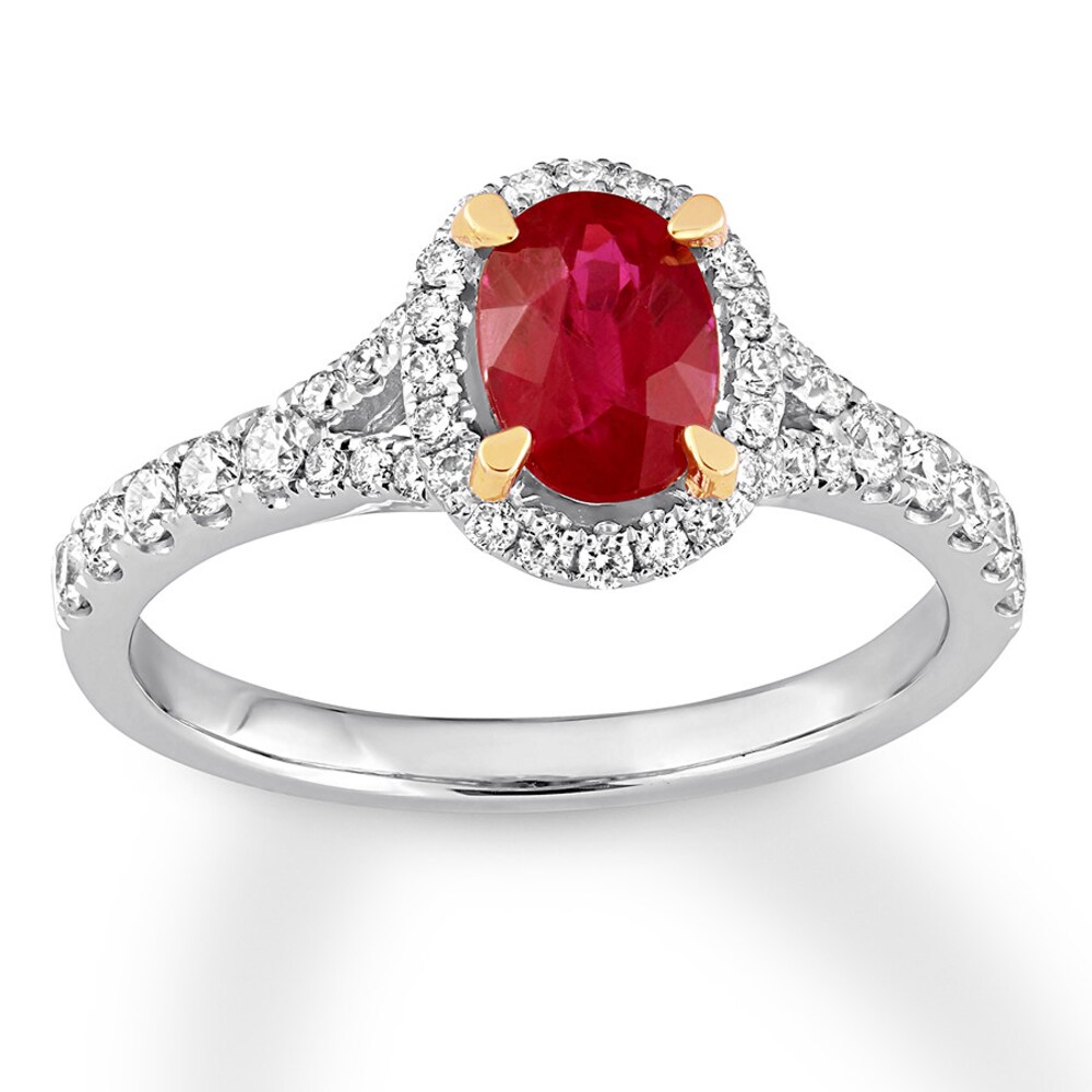 Natural Ruby Ring 1/2 ct tw Diamonds 14K Two-Tone Gold 3l7dZLvE