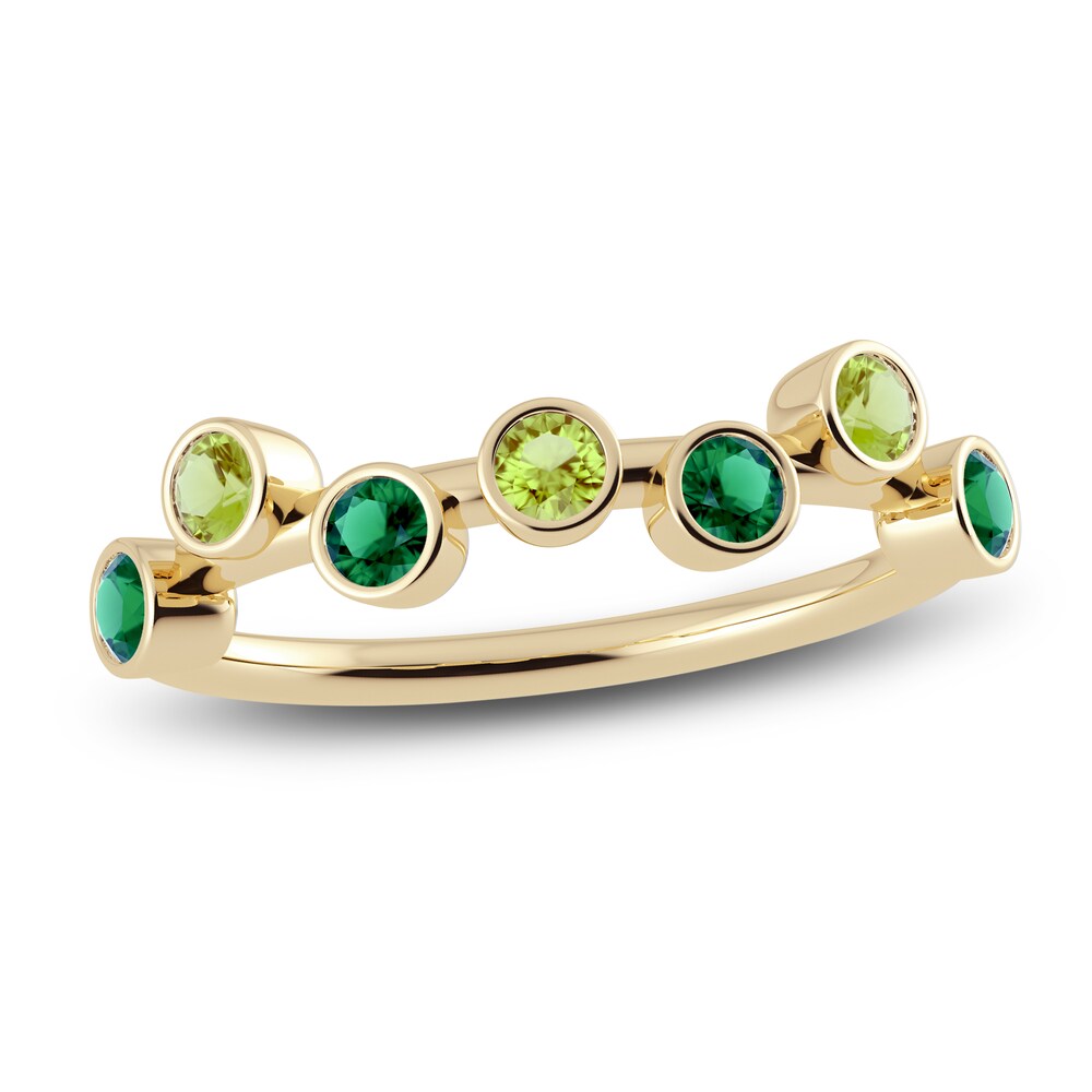 Juliette Maison Natural Peridot & Natural Emerald Ring 10K Yellow Gold 3omoVvqP
