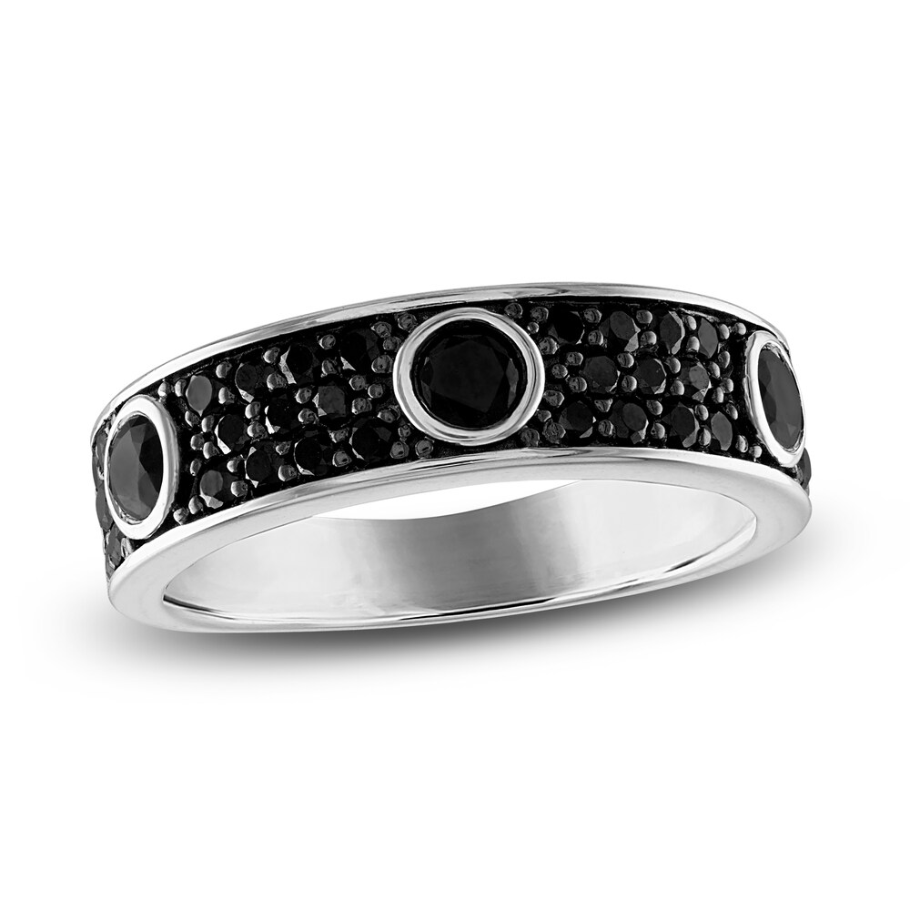 1933 by Esquire Men's Natural Black Spinel Ring Sterling Silver 3qoj080M