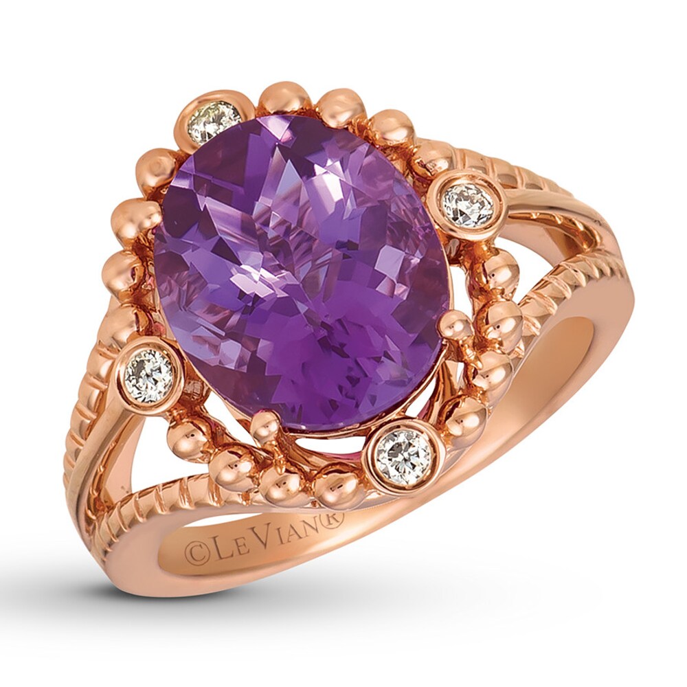 Le Vian Amethyst Ring 1/8 ct tw Diamonds 14K Strawberry Gold 3rFZ66gg